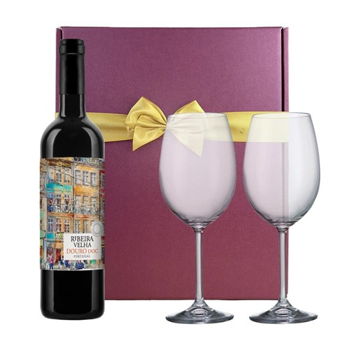 Ribeira Velha Douro Tinto 75cl Red Wine & Wine Glasses Gift Box